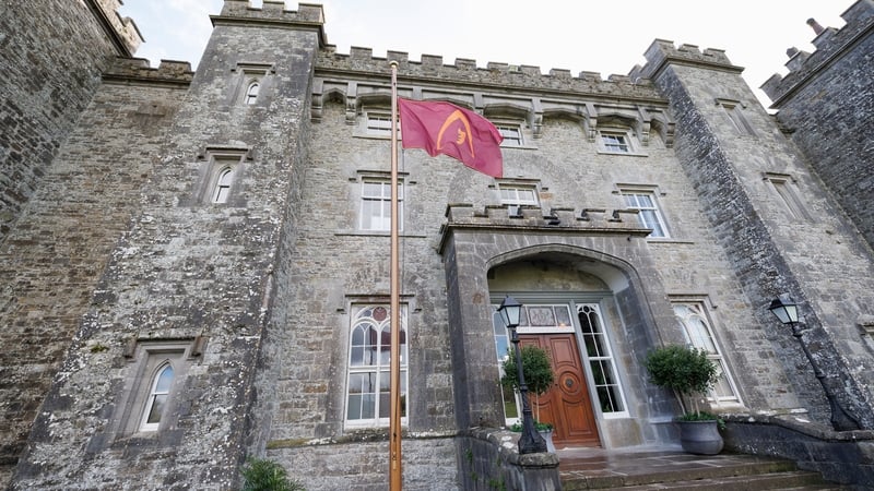 The exterior of Slane Castle with a Traitors Ireland flying above the entrance