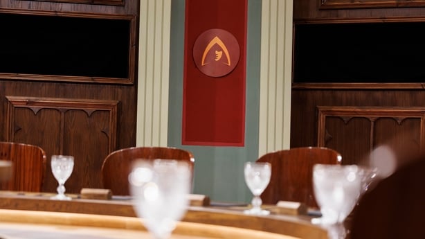 A traitors symbol on the wall of the Round Table room at Traitors Ireland