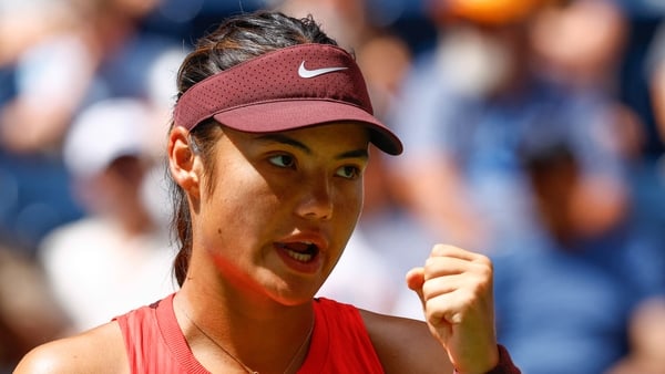 Great Britain's Emma Raducanu reacts during her women's singles first round tennis match against Japan's Ena Shibahara on day one of the US Open tennis tournament at the USTA Billie Jean King National Tennis Center in New York City, on August 24, 2025