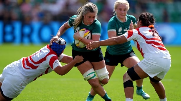 Ireland's Edel McMahon (centre) is tackled