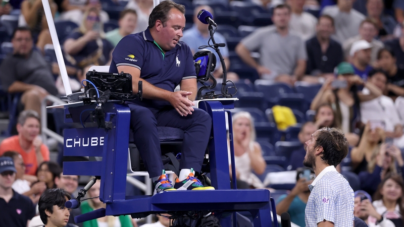 Daniil Medvedev challenges umpire Greg Allensworth