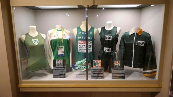 Five jersey in a display case