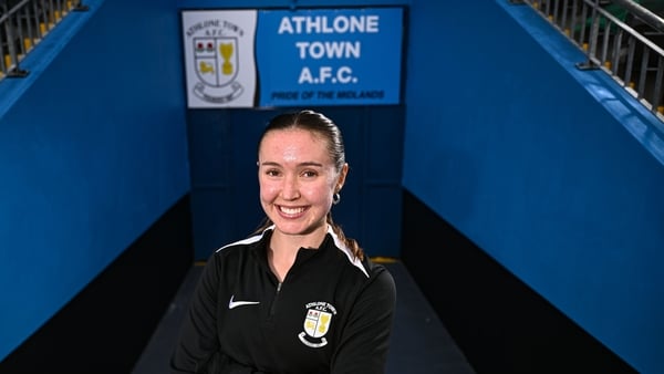 Hannah Waesch poses for a portrait during the Athlone Town UWCL portrait session at Athlone Town Stadium in Westmeath