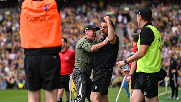 Kerry manager Jack O'Connor, left, and coach Cian O'Neill celebrate