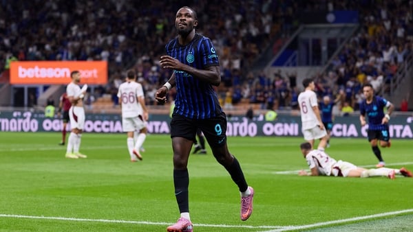 MILAN, ITALY - AUGUST 25: Marcus Thuram of FC Internazionale celebrates after scoring his team's second goal during the Serie A match between FC Internazionale and Torino FC at Giuseppe Meazza Stadium on August 25, 2025 in Milan, Italy. (Photo by Emmanuel