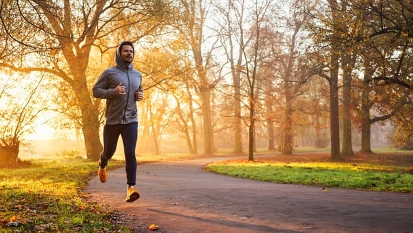 Man running in a park