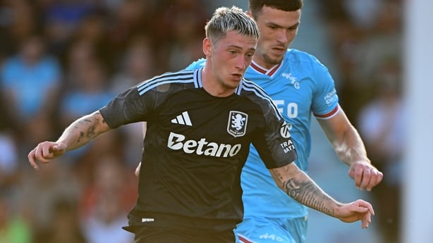 WALSALL, ENGLAND - JULY 16: Louie Barry of Aston Villa during the pre-season friendly match between Walsall and Aston Villa at Pallet-Track Bescot Stadium on July 16, 2025 in Walsall, England. (Photo by Shaun Botterill/Getty Images)