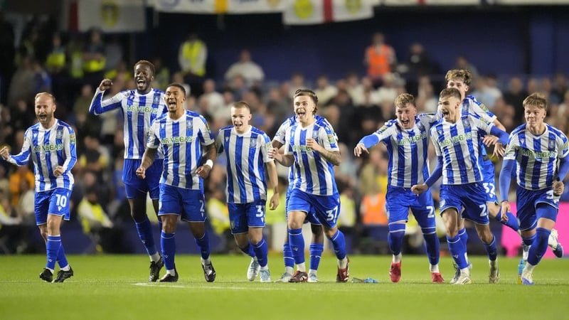 Sheffield Wednesday players celebrate after their shootout success against Leeds