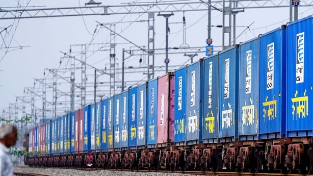 A train on a railway track