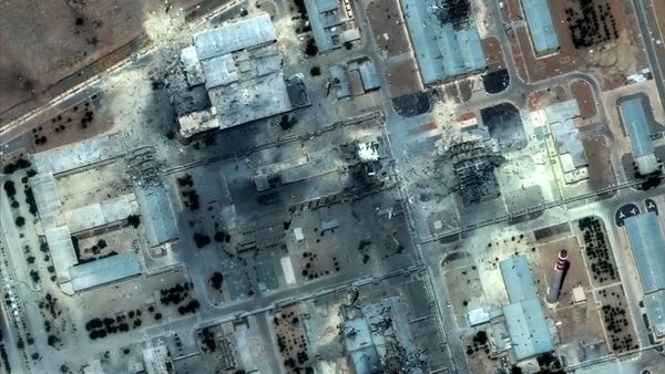 A satellite image reveals multiple buildings damaged or destroyed at the Isfahan nuclear technology center after the airstrikes