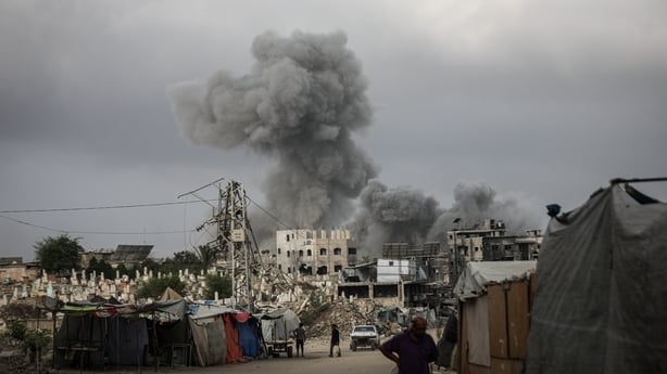 GAZA CITY, GAZA - AUGUST 27: Smoke rises over residential areas after the Israeli army's attacks on ez-Zeytun neighborhood in southern Gaza City, Gaza on August 27, 2025. (Photo by Hamza Z. H. Qraiqea/Anadolu via Getty Images)