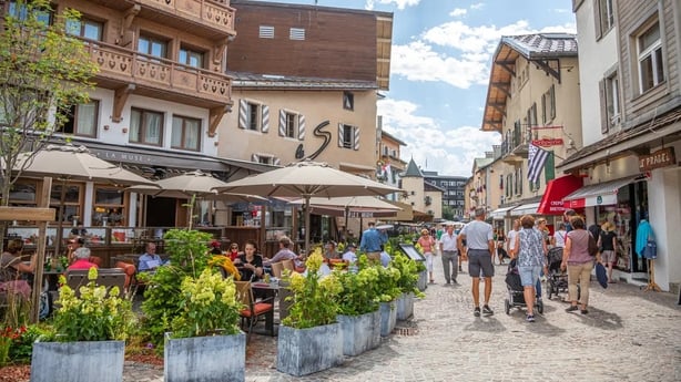 Bustling Megève village centre 