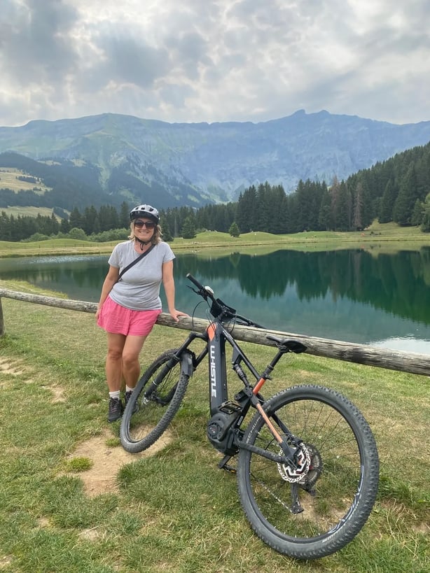 an e-mountain bike ride up the slopes to beautiful Lac de Javen (Rosalind McKenzie/PA)