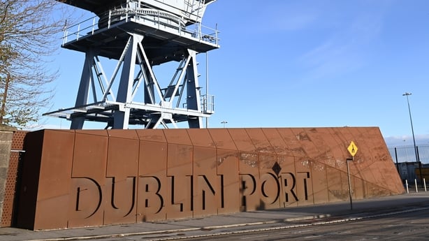 A Dublin Port sign at the entrance to the facility