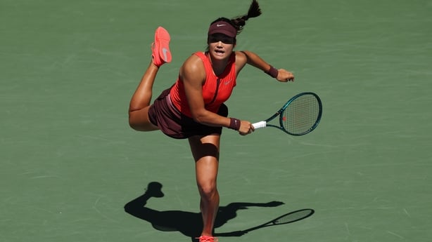 NEW YORK, NEW YORK - AUGUST 27: Emma Raducanu of Great Britain serves against Janice Tjen of Indonesia during their Women's Singles Second Round match on Day Four of the 2025 US Open at USTA Billie Jean King National Tennis Center on August 27, 2025 in the Flushing neighborhood of the Queens borough