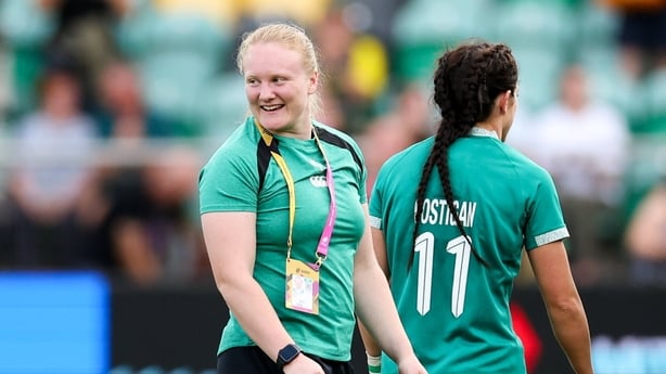 24 August 2025; Aoife Wafer of Ireland after the Women's Rugby World Cup 2025 Pool C match between Ireland and Japan at Franklin's Gardens in Northampton, England. Photo by Harry Murphy/Sportsfile