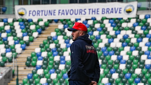 27 August 2025; Head coach Joey O'Brien during a Shelbourne pitch walk at Clearer Twist National Football Stadium, Windsor Park in Belfast. Photo by Stephen McCarthy/Sportsfile