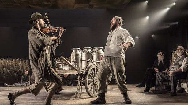 Roman Lytwyniw as The Fiddler and Matthew Woodyatt as Tevye in Fiddler on the Roof