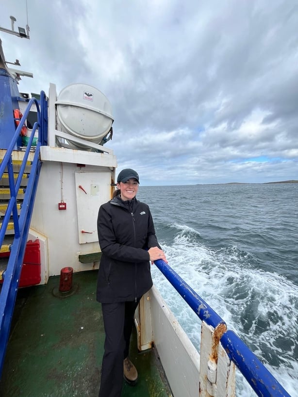 Anna Sutcliffe on a boat