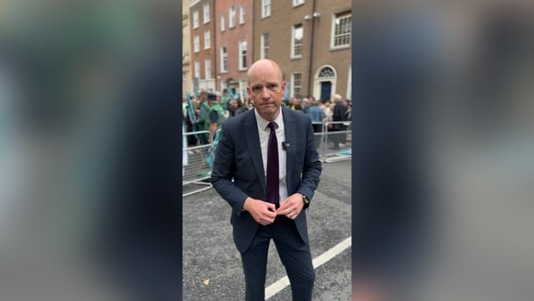 Brian O’Donovan in front of protest in Dublin City centre