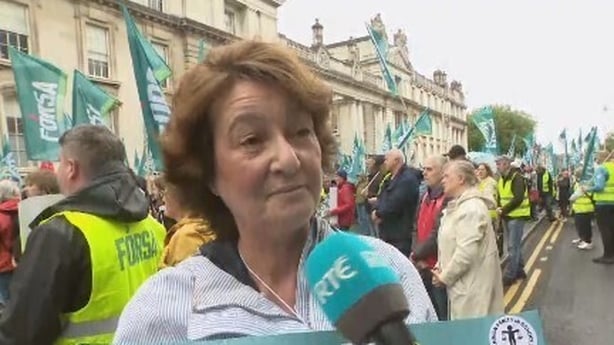 School secretary Ciara Delves is on strike in Dublin