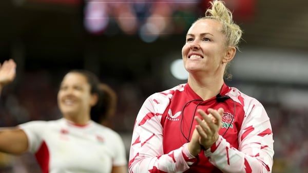 SUNDERLAND, ENGLAND - AUGUST 22: Marlie Packer of England applauds the fans at full-time following the team's victory in the Women's Rugby World Cup 2025 Pool A match between England and USA at the Stadium of Light on August 22, 2025 in Sunderland, Englan