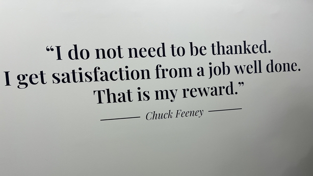 A white background with a Chuck Feeney quote in black writing that says: "I do not need to be thanked. I get satisfaction from a job well done. That is my reward."