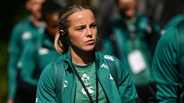 9 August 2025; Aoibheann Reilly of Ireland before the Women's Rugby World Cup warm-up match between Ireland and Canada at Affidea Stadium in Belfast. Photo by Ramsey Cardy/Sportsfile