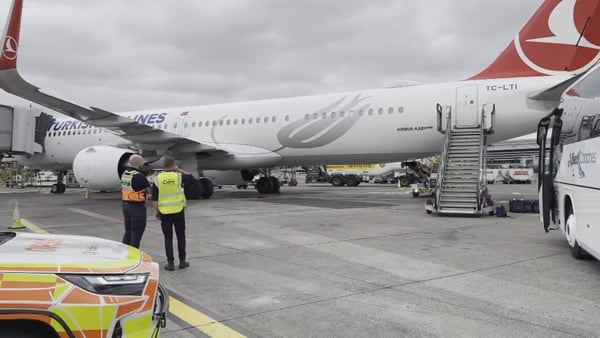 A white airplane is seen on the tarmac at Dublin airport