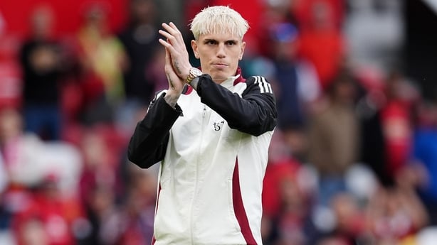 Manchester United's Alejandro Garnacho applauds the fans