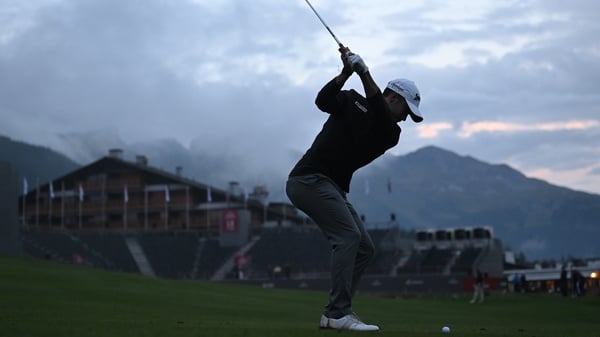 CRANS-MONTANA, SWITZERLAND - AUGUST 28: Ivan Cantero of Spain plays his second shot on the 18th hole on Day One of the Omega European Masters 2025 at Crans-sur-Sierre Golf Club on August 28, 2025 in Crans-Montana, Switzerland. (Photo by Stuart Franklin/Ge