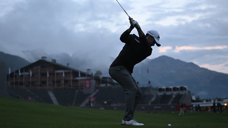 Ivan Cantero plays his second shot on the 18th hole