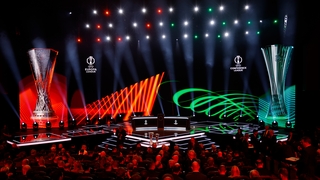 A general view inside the auditorium prior to the UEFA Europa League 2025/26 League Phase Draw at Grimaldi Forum on August 29, 2025 in Monaco, Monaco.