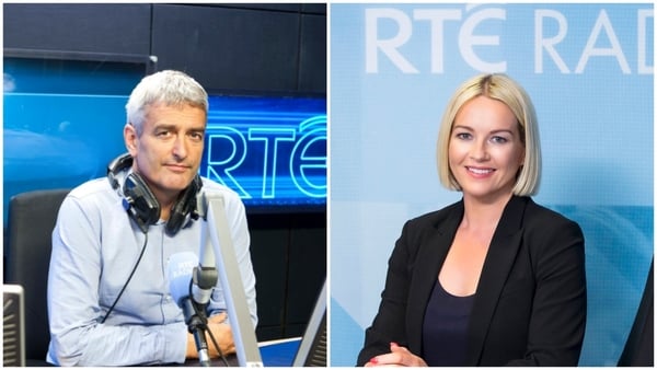 A composite photo of David McCullagh on the left and Claire Byrne on the right