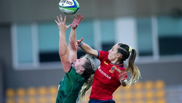 13 September 2021; Brittany Hogan of Ireland wins possession in a lineout during the Rugby World Cup 2022 Europe Qualifying Tournament match between Spain and Ireland at Stadio Sergio Lanfranchi in Parma, Italy. Photo by Roberto Bregani/Sportsfile