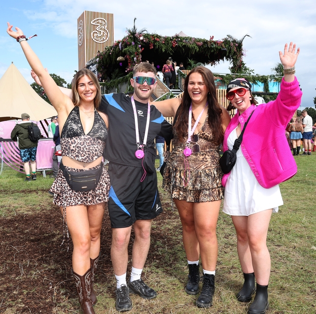 Festival goers Eva Maher, Ross Sheehy, Cara O’Connell and Roisin Corrigan at Electric Picnic