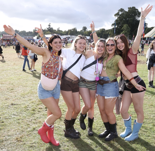 Festival goers Rachel McLoughlin, Kim Newe, Cara Reidy, Laoise Flynn and Eibha O'Toole at Electric Picnic