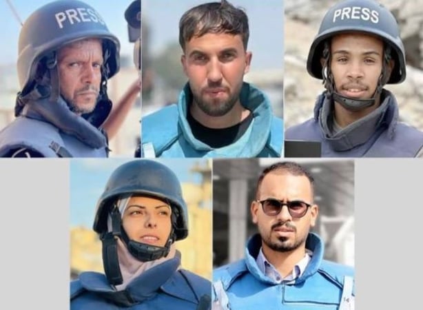 Composite image of the five journalists killed