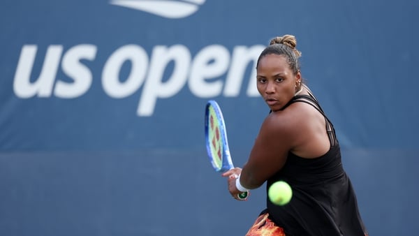 NEW YORK, NEW YORK - AUGUST 27: Taylor Townsend of the United States returns against Jelena Ostapenko of Latvia during their Women's Singles Second Round match on Day Four of the 2025 US Open at USTA Billie Jean King National Tennis Center on August 27, 2