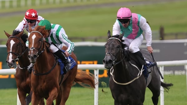 Red Letter (right) ridden by jockey Gary Carroll on the way to winning the Snow Fairy Fillies Stakes at Curragh Racecourse in County Kildare, Ireland. Picture date: Saturday August 30, 2025.
