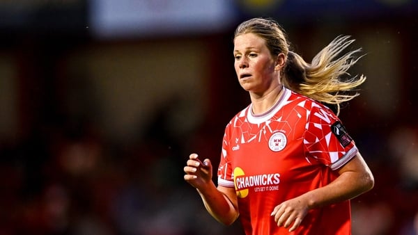 15 August 2025; Mackenzie Anthony of Shelbourne during the Sports Direct Women's FAI Cup quarter-final match between Shelbourne and Shamrock Rovers at Tolka Park in Dublin. Photo by Ben McShane/Sportsfile