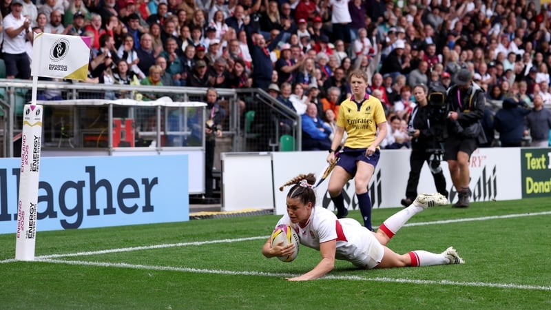 Lucky for some - Jess Breach scores England's 13th try against Samoa