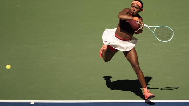 NEW YORK, NEW YORK - AUGUST 30: Coco Gauff of the United States returns a shot to Magdalena Frech of Poland during their Women's Singles Third Round match on Day Seven of the 2025 US Open at USTA Billie Jean King National Tennis Center on August 30, 2025 in the Flushing neighborhood of the Queens bo