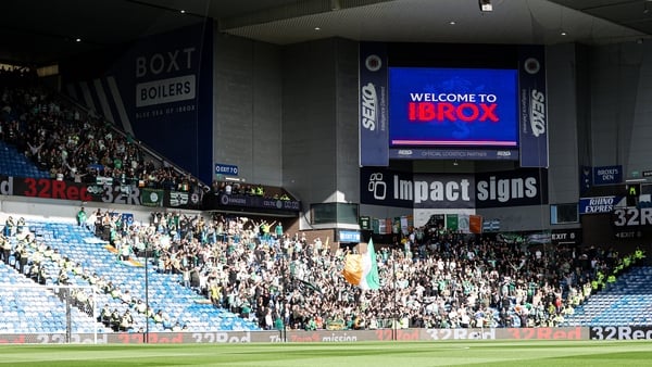 A general view of the Celtic fans during a William Hill Premiership match between Rangers and Celtic at Ibrox Stadium, on August 31, 2025, in Glasgow, Scotland.