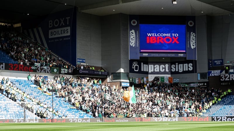 A general view of the Celtic fans during a William Hill Premiership match between Rangers and Celtic at Ibrox Stadium, on August 31, 2025, in Glasgow, Scotland.