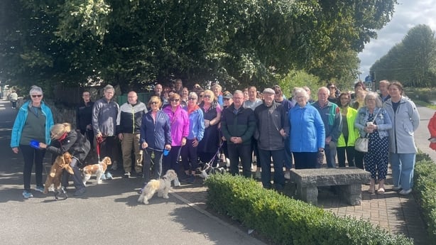 Friends and relatives at the Fiona Pender memorial ahead of the walk on the Grand Canal 