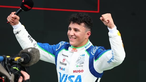 Third placed Isack Hadjar of France and Visa Cash App Racing Bulls celebrates in parc ferme during the F1 Grand Prix of Netherlands at Circuit Zandvoort on August 31, 2025 in Zandvoort, Netherlands.