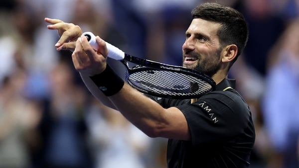 Novak Djokovic of Serbia celebrates defeating Jan-Lennard Struff of Germany after their Men's Singles Fourth Round match on Day Eight of the 2025 US Open at USTA Billie Jean King National Tennis Center on August 31, 2025 in the Flushing neighborhood of th