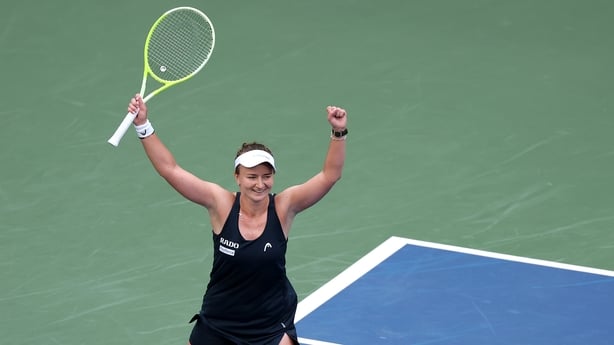 Barbora Krejcikova of Czechia celebrates match point against Taylor Townsend of the United States during the Women's Singles Fourth Round match on Day Eight of the 2025 US Open at USTA Billie Jean King National Tennis Center on August 31, 2025 in the Flushing neighborhood of the Queens borough of Ne
