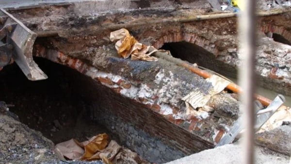 Photos of recent topping-and-filling of subterranean cellars in William Street in Limerick’s Newtown Pery